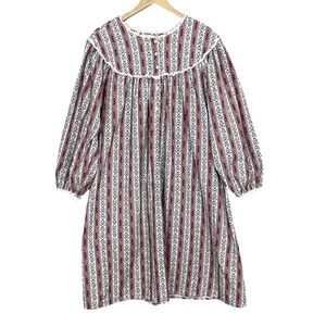 Lanz Salzburg Cottagecore Lace Trim Cotton Nightgown Size 2X Midi Flannel Retro
